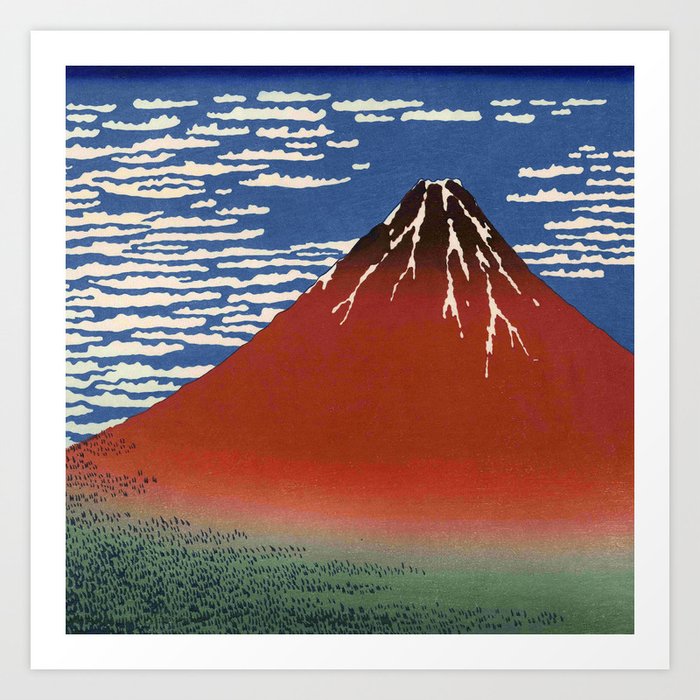 Hokusai -36 views of the Fuji 2 red fuji Art Print