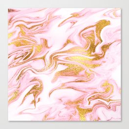 Rose Gold Marble Agate Geode Canvas Print