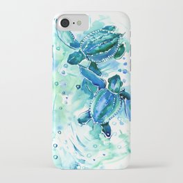 Turquoise Blue Sea Turtles in Ocean iPhone Case
