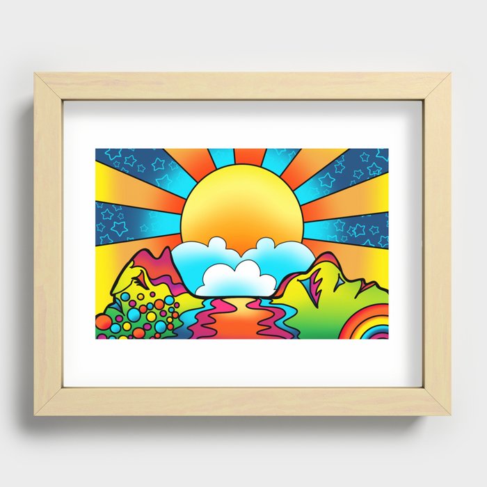 sunset - peter max inspired Recessed Framed Print