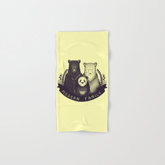 Modern Bear Family (Yellow) Hand & Bath Towel
