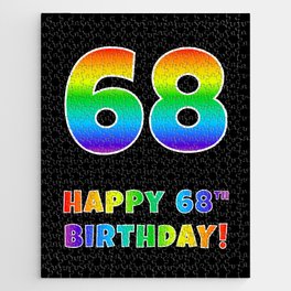 [ Thumbnail: HAPPY 68TH BIRTHDAY - Multicolored Rainbow Spectrum Gradient Jigsaw Puzzle ]