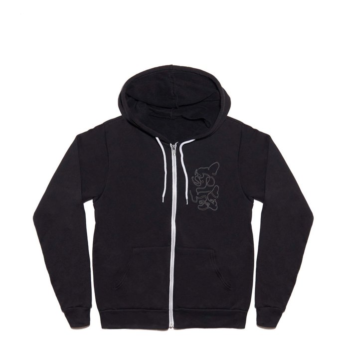 Abstract line frenchie Full Zip Hoodie