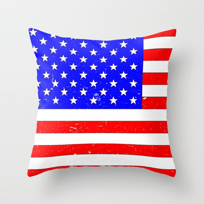 USA Flag Grunge Throw Pillow