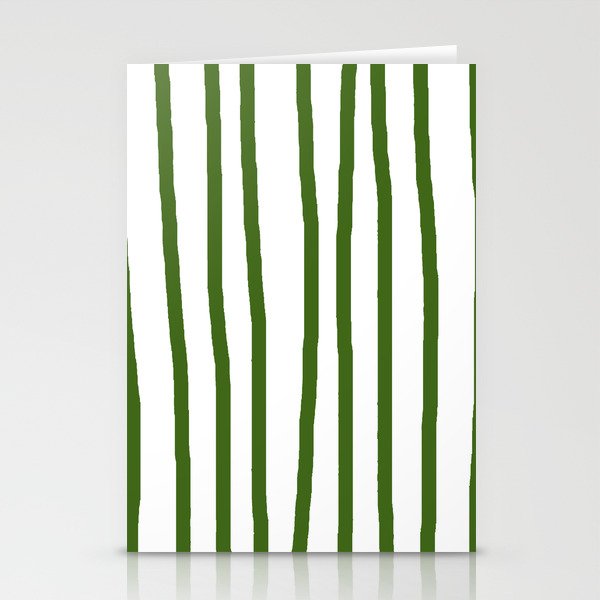 Simply Drawn Vertical Stripes in Jungle Green Stationery Cards