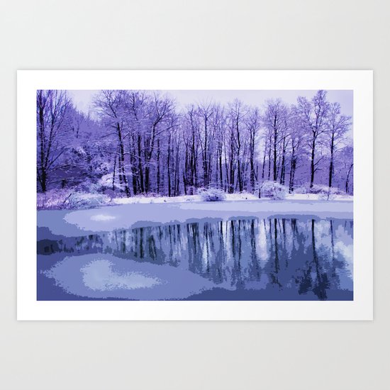 Blue Winter Pond Art Print