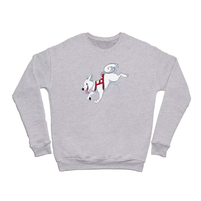 White Husky Running Crewneck Sweatshirt