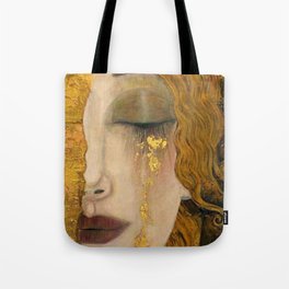 Golden Tears (Freya's Heartache) portrait painting by Gustav Klimt Tote Bag