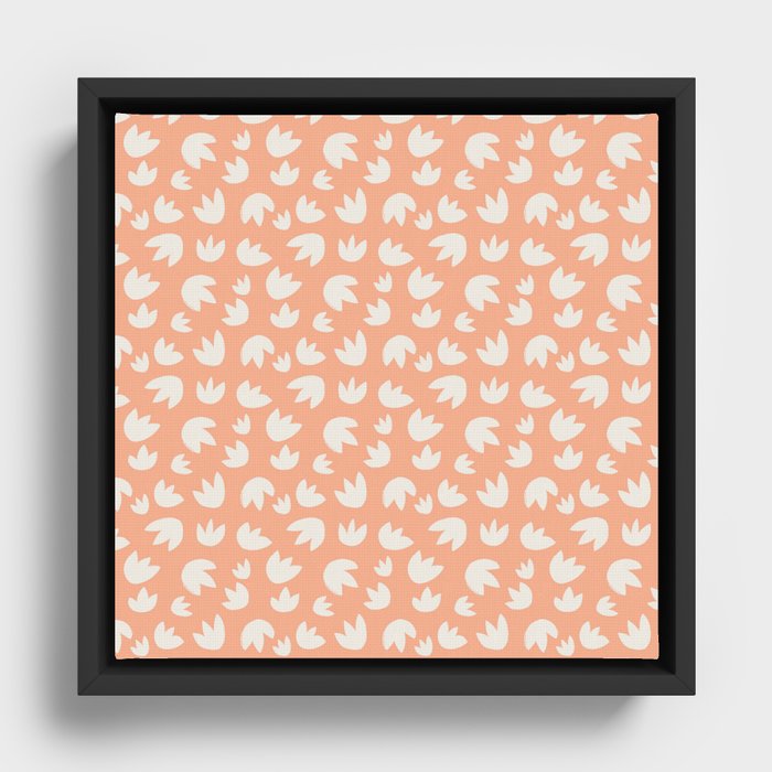 Floral Bulb - 01 - Alabaster White + Rose Tan Framed Canvas