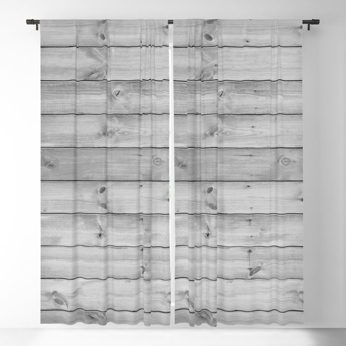 gray distressed stained painted wood board wall Blackout Curtain