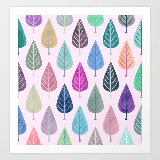 Watercolor Forest Pattern V Art Print