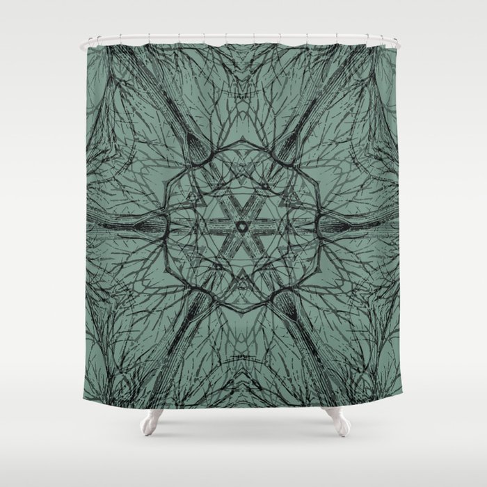 Mysterious trees - green Shower Curtain