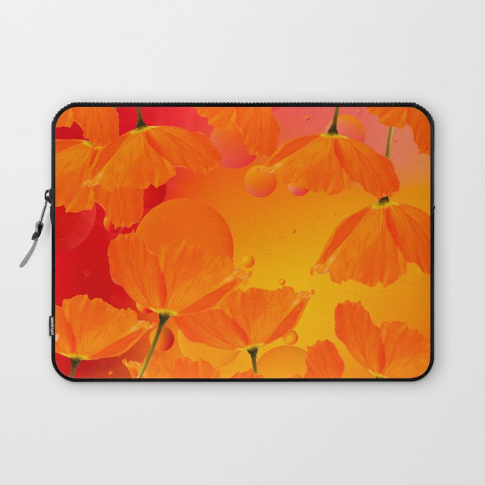 Poppy Flowers in Sunset Colors #decor #society6 #buyart Laptop Sleeve