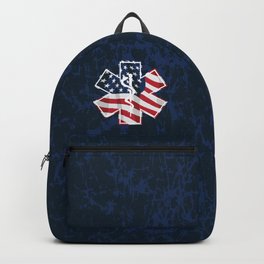 Patriotic Paramedic EMT EMS Star of Life Medical Service Symbol with USA Flag Overlay Backpack