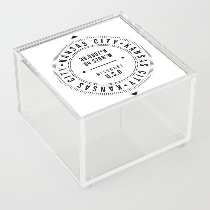 Kansas City, Missouri, USA - 1 - City Coordinates Typography Print - Classic, Minimal Acrylic Box