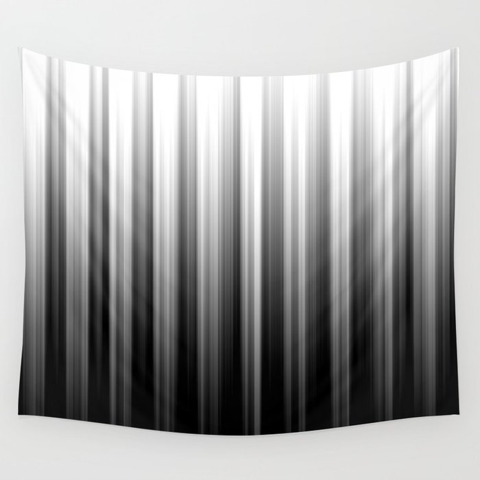 Black And White Soft Blurred Vertical Lines - Ombre Abstract Blurred Design Wall Tapestry