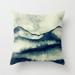 Dark Green Serene Mountain Range Throw Pillow