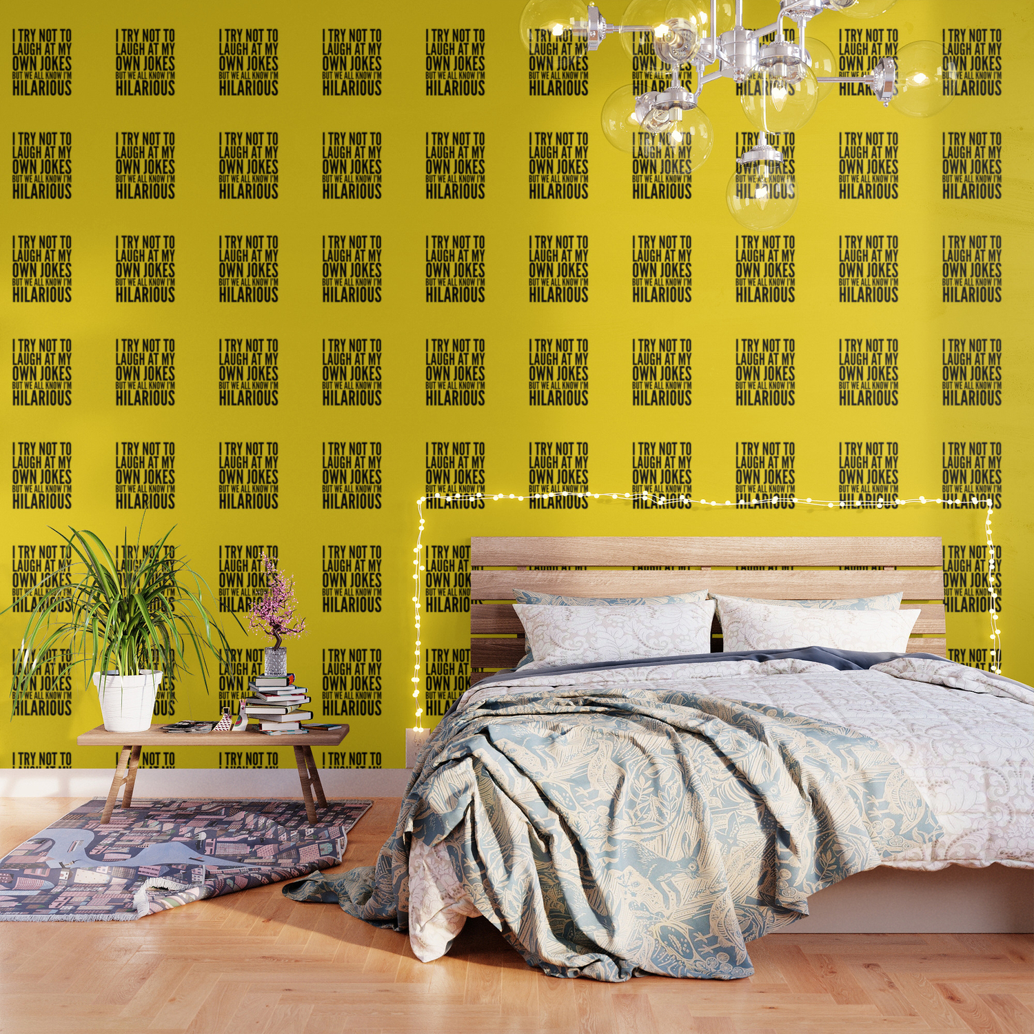 I Try Not To Laugh At My Own Jokes Yellow Wallpaper By