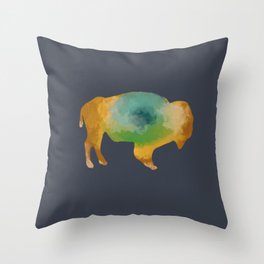 Rainbow Yellowstone Bison Throw Pillow