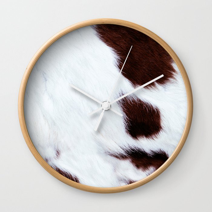 Scandinavian Minimal Modern Cow Fur (digital art) Wall Clock