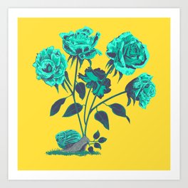 Snails N' Roses Art Print