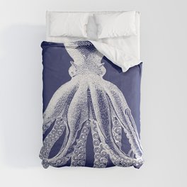 Octopus | Vintage Octopus | Tentacles | Navy Blue and White | Comforter