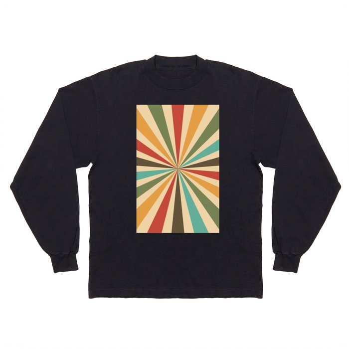 Sunburst Retro Colors Background Colorful Pattern Long Sleeve T Shirt