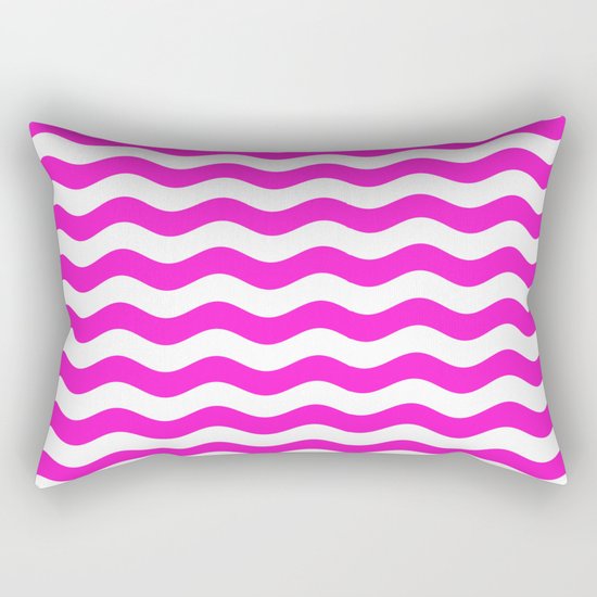 Wavy Stripes (Hot Magenta/White) Rectangular Pillow