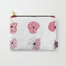 hand drawn flowers pink  Carry-All Pouch