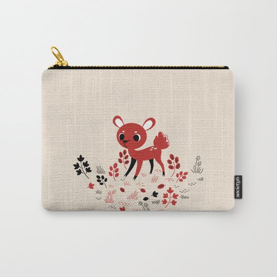 Deer in Red Carry-All Pouch
