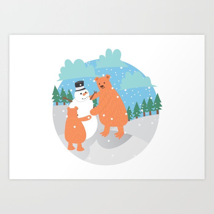 bear-ther and daughter, do you want to build a snowman Art Print