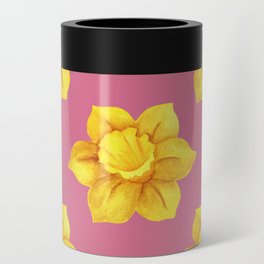 daffodil pattern watercolor Can Cooler