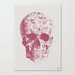 Grunge Floral Skull - Pink Canvas Print