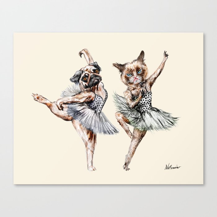 Hipster Ballerinas - Dog Cat Dancers Canvas Print