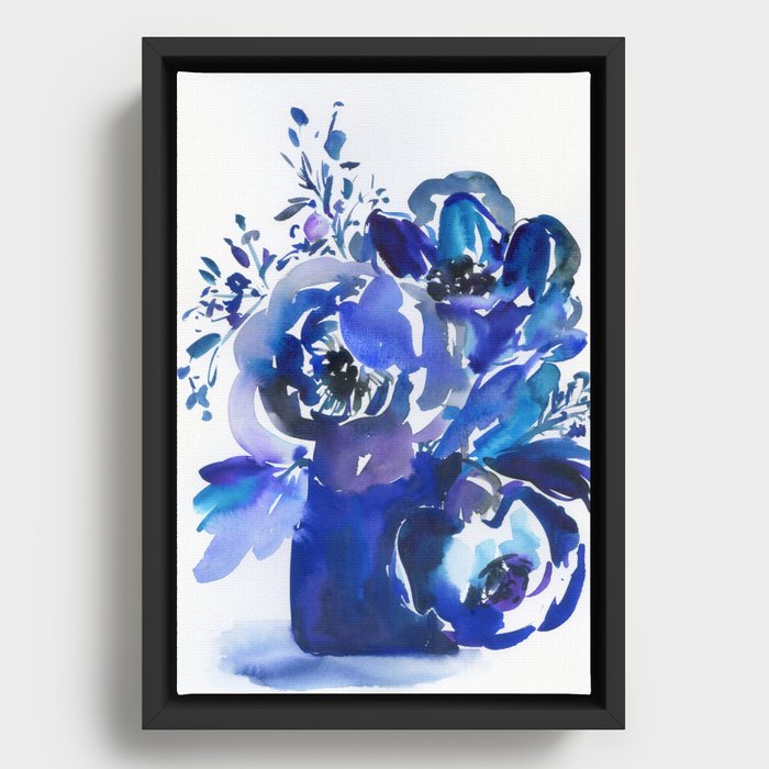 blue stillife: huge peonies Framed Canvas
