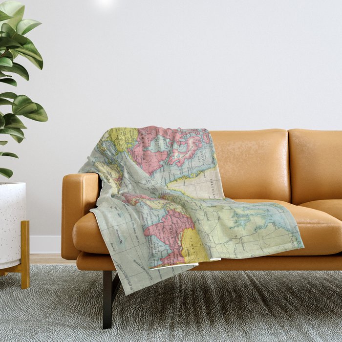 Vintage Political Map of The World (1922) Throw Blanket by BravuraMedia