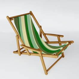 [ Thumbnail: Dark Sea Green, Pale Goldenrod, Dark Olive Green & Dark Green Colored Pattern of Stripes Sling Chair ]