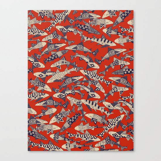 shark party red Canvas Print