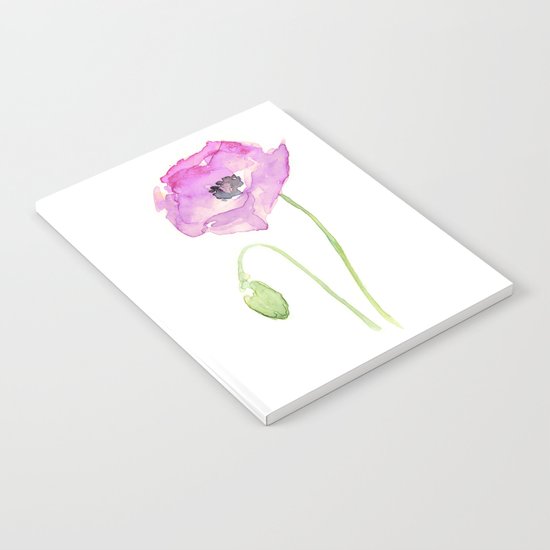 Flower Purple Poppy Floral Watercolor Notebook
