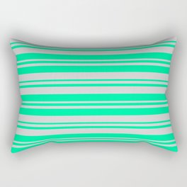 [ Thumbnail: Green and Light Gray Colored Lines/Stripes Pattern Rectangular Pillow ]
