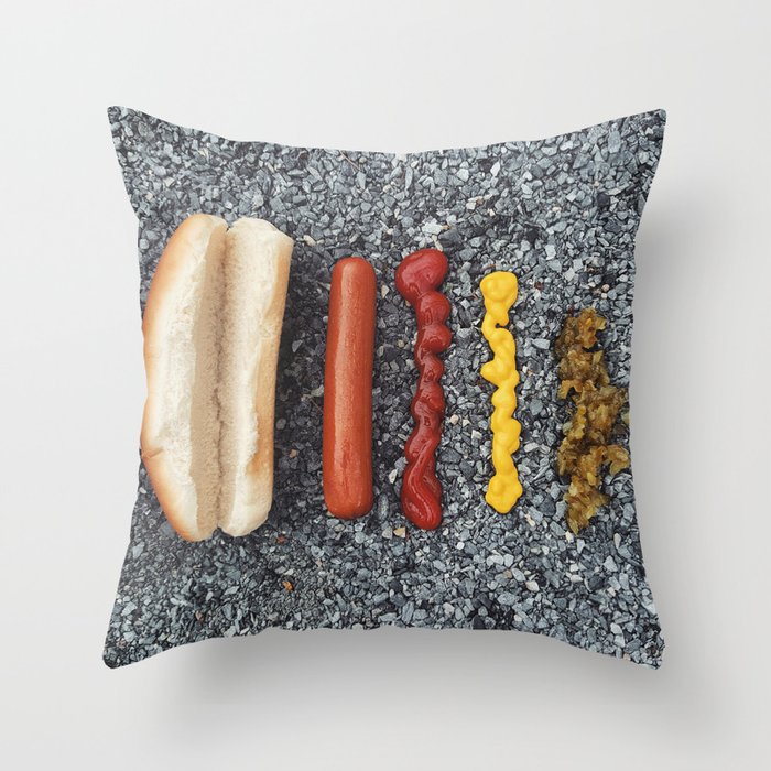 Deconstructed Hot Dog Throw Pillow