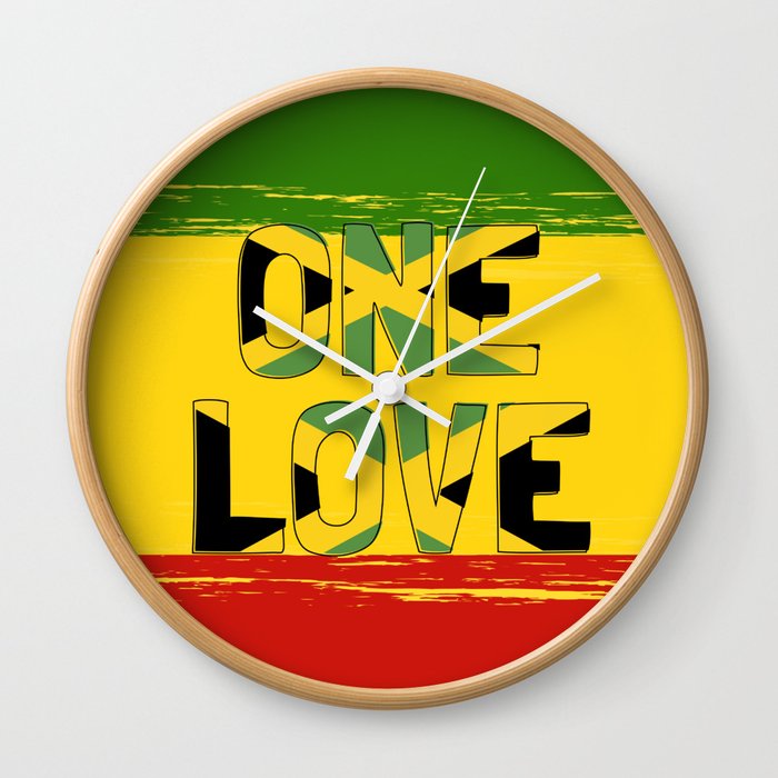 One Love Jamaica Rasta Wall Clock