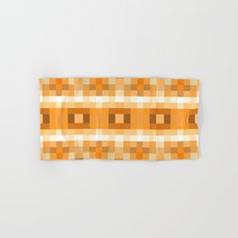 geometric symmetry pixel square pattern abstract background in brown Hand & Bath Towel