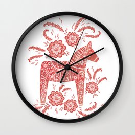 Swedish Dala Horse Red Wall Clock