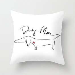 Dog Mom dachshund dog sketch heart love pen ink illustration wiener dog doxie Throw Pillow