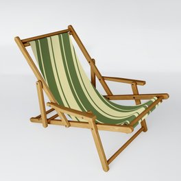 [ Thumbnail: Dark Olive Green & Pale Goldenrod Colored Pattern of Stripes Sling Chair ]