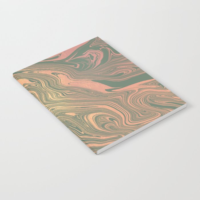 Green and Gold Marble Art Notebook