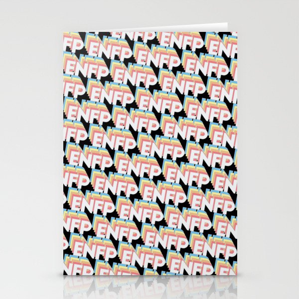 ENFP Trendy Rainbow Text Pattern (Black) Stationery Cards