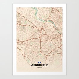 Merrifield, Virginia, United States - Vintage City Map Art Print