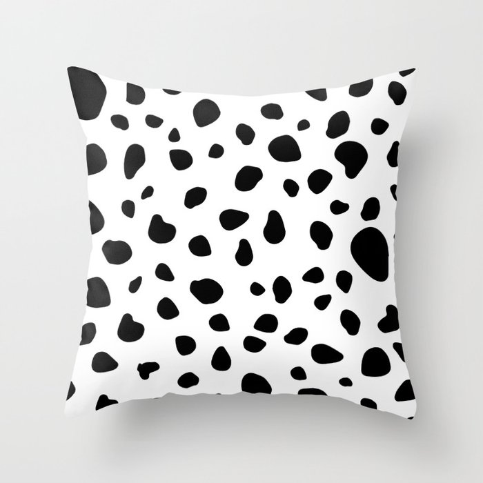 Dalmatian Dog Spots Animal Print Black White Throw Pillow